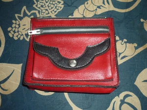 sehr alte gebrauchte vintage geldbörse brieftasche portemonnaie leder? in rot - Bild 1 von 5