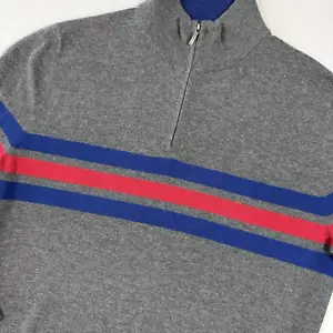 Brooks Brothers Wool Blend 1/4 Zip Mock Neck Sweater Men's L Gray Stripes - Picture 1 of 7