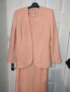 Jaques Vert Dress & Jacket Suit Size 12 Suit Dress Suit Pink Peach Wedding Party - Picture 1 of 14