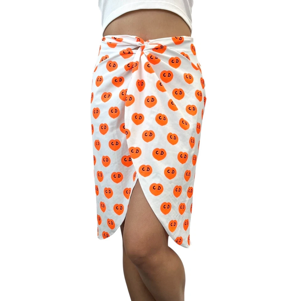 Christian Dior Vintage 2002 CD Corazón Logo Falda Envoltura Paleo Traje de Baño #38 Naranja Foto 1 de 4