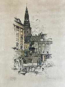 LUIGI KASIMIR Color Etching Kopenhagen Artist Signed Lower Right - Picture 1 of 9