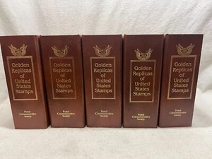 Goldene Repliken von USA-Briefmarken 22K 242 insgesamt 6 Bücher voll 1980-88 EG - Bild 1 von 14