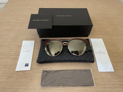 Gafas de sol Bottega Veneta BV0091SK-002 Zeiss lentes doradas 56:18-150 hechas en Japón Foto 1 de 4