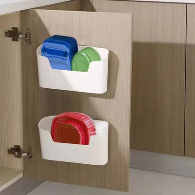 Adhesive Cabinet Door Organizer Lid for Food Storage Container Wall Mounted Over - Image 1 of 4