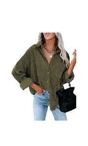 Womens Girl Shirts Casual Oversize Long Sleeve Button Down Blouses Tops Size M - Picture 1 of 5