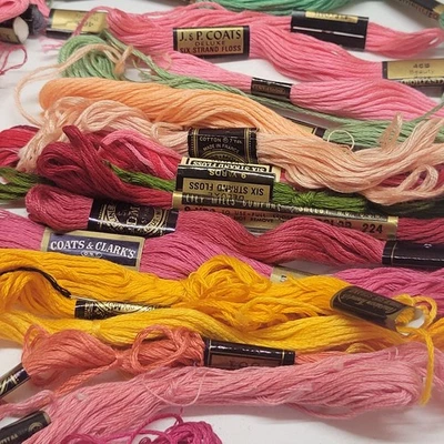 LARGE LOT OF EMBROIDERY/CROSS STITCH FLOSS SKEINS J.P. COATES, ECT. - Image 1 of 4