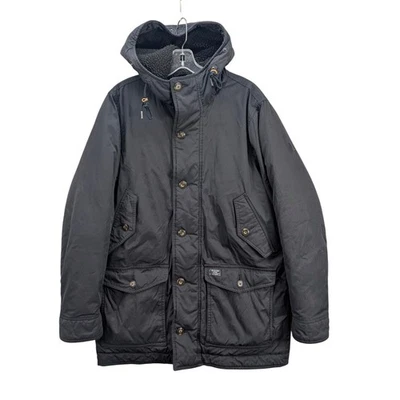 Abercrombie & Fitch Hombre Chaqueta acolchada Abrigo de granero con capucha Talla M Aislado Negro Foto 1 de 4