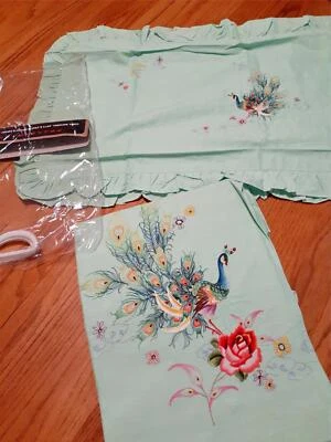 Juego de sábanas bordadas vintage de China Natl artesanías importación pavos reales 80x90 completo Foto 1 de 4