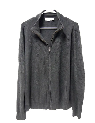 Cárdigan Suéter Calvin Klein Para Hombres L Cremallera Completa Gris Tejido Grueso Algodón Texturizado Foto 1 de 4