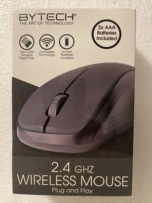 ByTech 2.4 GHZ Wireless Mouse Plug And Play Black Open Box NEW - Image 1 of 4