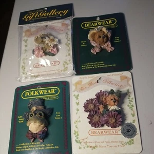 4 Boyds Bears Bearwear Pins 94-95 Bears & Frog Vintage 2667, 26134, 26130, 26412 - Picture 1 of 12
