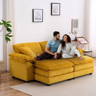 Sofá seccional de gran tamaño con 2 otomanas convertibles cómodo sofá en forma de L Foto 1 de 4