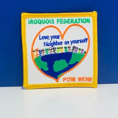 Patch vintage badge emblem logo vtg Iroquois Federation pow wow love Neighbor US - Image 1 of 2