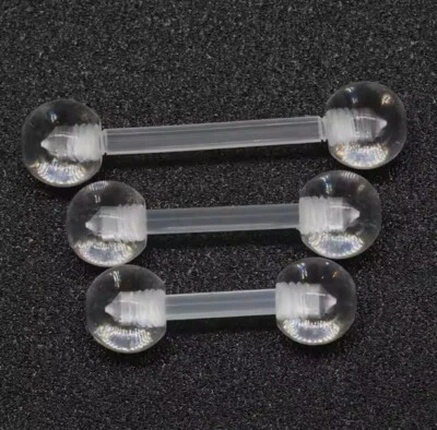 1 par de anillos de barra Bio Flex de bola de acrílico transparente de 6 mm 16 g Foto 1 de 3