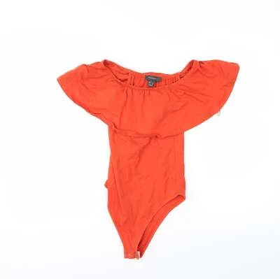 Primark Womens Orange Cotton Blend T-Shirt Size 4 - Image 1 of 4