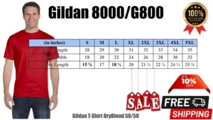 Gildan Mens 50/50 USA Cotton/Polyester Plain Short Sleeves T-Shirt G800/8000 - Picture 1 of 39