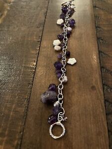Amethyst ￼and freshwater pearl bracelet on sterling silver base & clasp