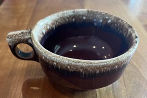 Vintage Hull Stoneware Brown Drip Oven Proof Handeled Soup Bowl Cup Mug - Picture 1 of 5