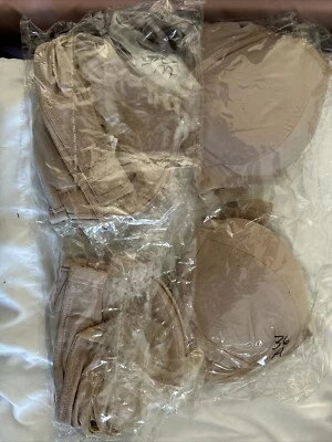 Fashion Forms Women's Beige Solid Adjustable Clear Straps Bra Size 36 A Lot Of 3 - Image 1 of 2