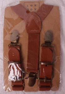London Jae Kids small brass cognac brown buckle no. 58 suspenders - Picture 1 of 2