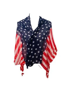 American Flag Scarf Red and Blue Pattern Light Weight Fashion 60 X 25 Inch - Picture 1 of 8
