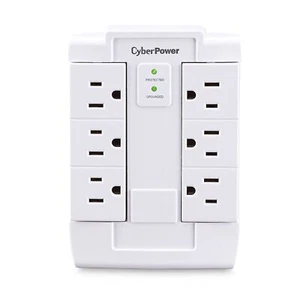 CyberPower CSB600WS Protezione da Sovratensioni, 900J/125V, 6 Prese Girevoli, Rubinetto a Parete, con... - Foto 1 di 8