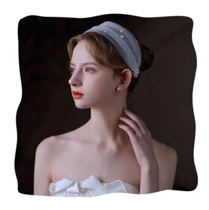 Bride Wedding Knot Veil White Tulle Hair Clip Bridal Pearl Short Veils Hair P... - Picture 1 of 5