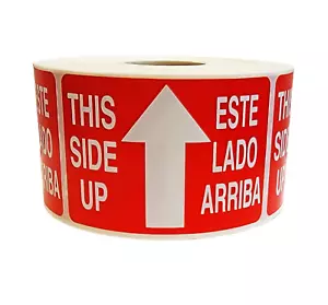 Este Lado Arriba This Side Up Arrow Labels | 2"x3" Adhesive Spanish | 1 RL 250 - Picture 1 of 3