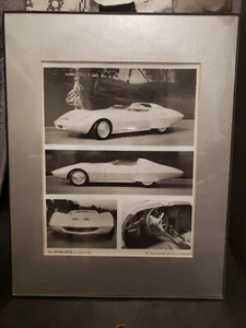 Corvette Astro-Vette Advertisement Print Art Car Ad Black & White Framed 14"x11" - Picture 1 of 6
