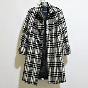 Damen Lands' End schwarz & weiß wunderschöner warmer langer Mantel Gr. 2T - Bild 1 von 9