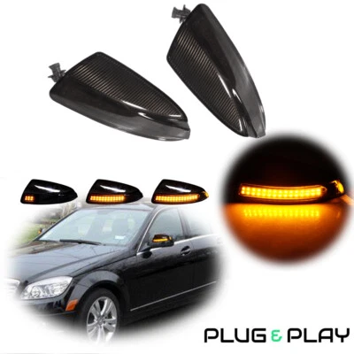 Señal intermitente de espejo lateral LED ámbar negro para Mercedes Benz S204 W204 Vito W639 Foto 1 de 4