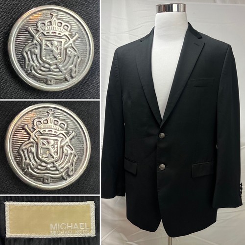 Giacca Blazer Uomo Michael Kors Nero Argento 2 Bottoni Singolo Ventilato 42R