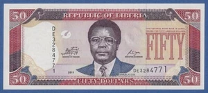 LIBERIA -- 50 DOLLARS ( 2011 ) -- UNC -- PREFIX DE -- PICK 29e . - Picture 1 of 2