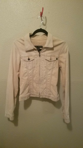 OFF WHITE Giacca Abercrombie & Fitch donna media off white velluto a coste full zip