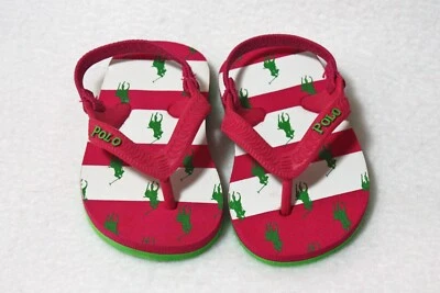 Ralph Lauren Polo Pink & White Stripe Thong Sandals - Girls Infant 2/3 - Image 1 of 4