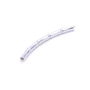 Perline tubo curvo bambù argento sterling 925 dimensioni 2x30 mm 5 pezzi per borsa - Foto 1 di 3