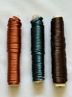30 Yards Copper Turquoise Chocolate  CORD Spaghetti Strap Corset Ties 1/8" Satin - Image 1 of 4