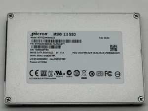 Micron M500 MTFDDAK960MAV 960G SATA SSD w/ DOD Erase + CrystalDiskInfo 98%+ - Picture 1 of 3