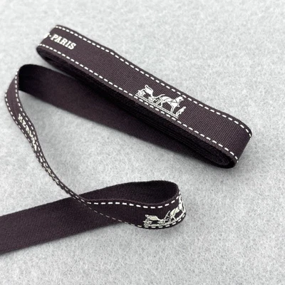 Auténtica cinta marrón Hermes Paris 74" x 0,5" logotipo regalo envoltura adorno E1-0140 Foto 1 de 4