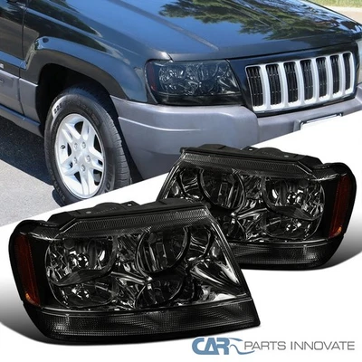 Fits 1999-2004 Jeep Grand Cherokee Smoke Headlights Head Corner Signal Lamps - Image 1 of 4