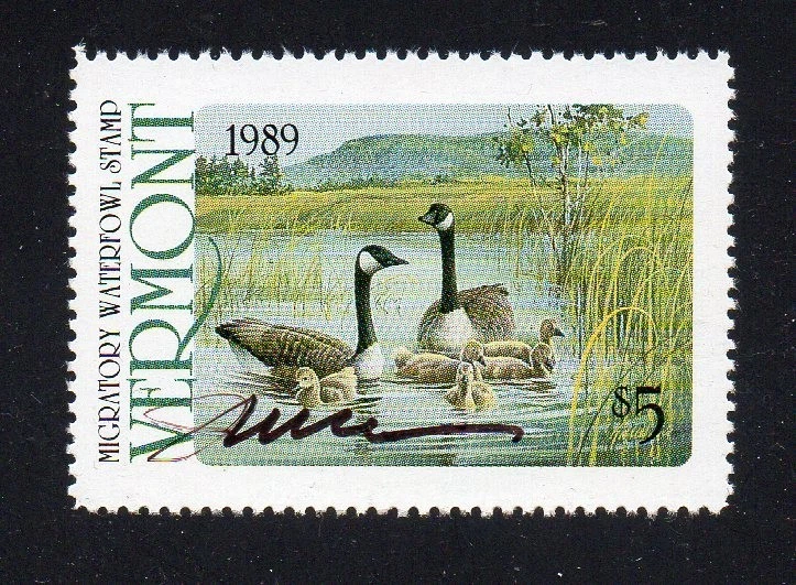 VERMONT    VT4     WATERFOWL DUCK STAMP  1989  OG      MNH   ARTIST SIGNED - Image 1 of 1