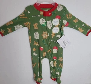 Burt’s Bees Baby 0-3 Monate Neu mit Etikett Weihnachten Plätzchen Pyjama Schlafanzug Langarm Fuß - Bild 1 von 5