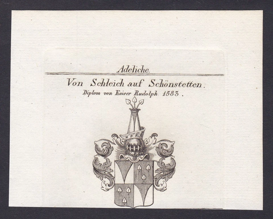 Schleich Schönstetten Wappen Adel coat of arms Kupferstich antique print - Bild 1 von 1