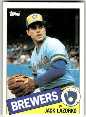 1985 Topps #317 Jack Lazorko Milwaukee Brewers RC Baseball - Image 1 of 2
