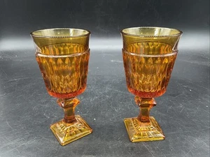 "2 vasos de colección Indiana Glass Mt Vernon ámbar 4 oz 5 1/2"" T" - Imagen 1 de 4
