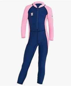 DOPIP Kids Girls One Piece Swimsuit Long Sleeve Rash Guard Swimwear Bathing Suit - Picture 1 of 5