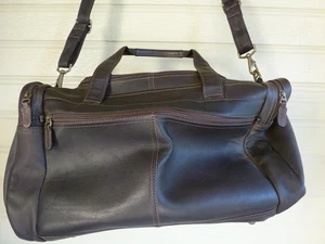 Leather Overnight Travel Small Duffle Bag Gym Men Weekender NWOT - Picture 1 of 14