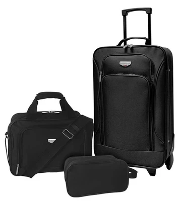 3 Piece Softside Expandable Spinner Luggage Set with Wheels Lightweight Travel - Image 1 of 4