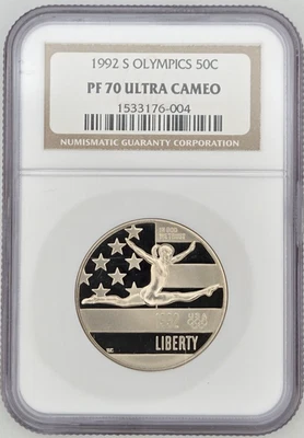 1992-S Olympics Half Dollar 50c NGC PF 70 Ultra Cameo PR70 DCAM - TOP POP C12 - Image 1 of 4