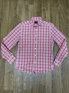 Untuckit Shirt Mens Small Red White Plaid Slim Fit Button Up Casual Cotton - Picture 1 of 6